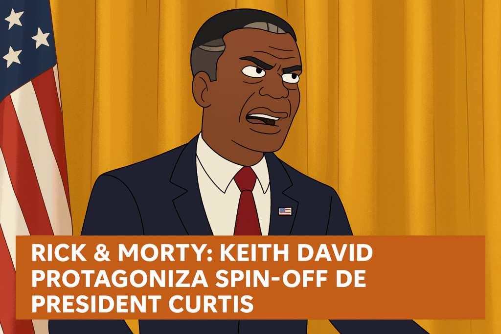 Ilustración promocional digital de Keith David como President Curtis en el nuevo spin-off de Rick & Morty