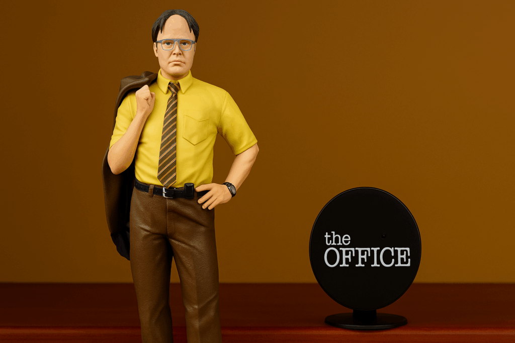 Figura de Dwight Schrute de The Office de McFarlane Toys con grapadora en gelatina