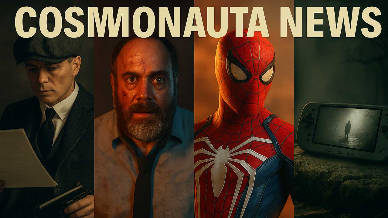 Ilustración promocional Cosmonauta News 4 agosto 2025 con cine, videojuegos y cultura pop